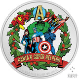 2023 Niue Marvel Season’s Greetings Santa’s Super Helpers 1oz Silver Coin Captain’s Chest Bullion