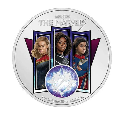2023 Niue Marvel Studios The Marvels 1Oz Silver Colorized Proof Coin Captain’s Chest Bullion