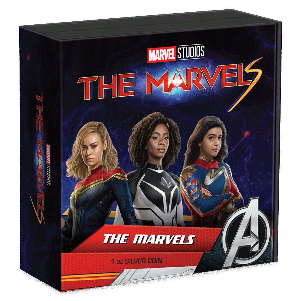 2023 Niue Marvel Studios The Marvels 1Oz Silver Colorized Proof Coin Captain’s Chest Bullion