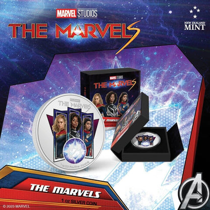 2023 Niue Marvel Studios The Marvels 1Oz Silver Colorized Proof Coin Captain’s Chest Bullion