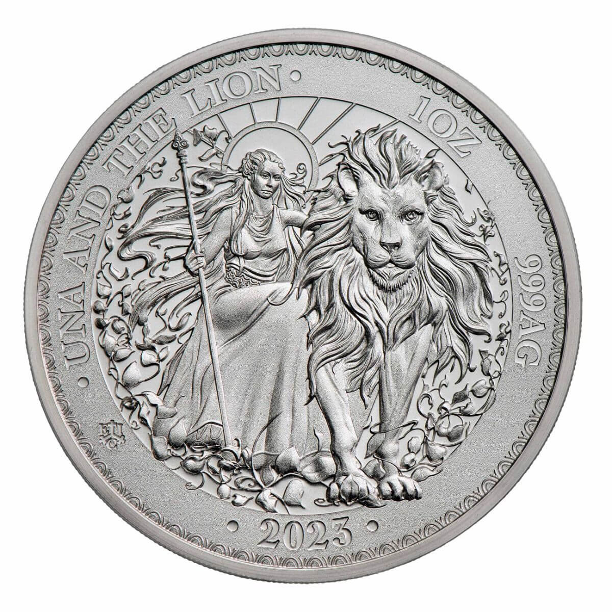 *Graded 2023 St. Helena Una and the Lion 1oz Silver BU Coin*