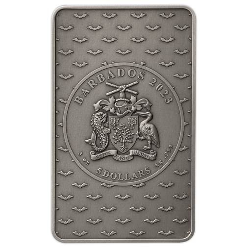 2023 Barbados 3 oz Silver THE BATMAN Defending Gotham Varnish Bar - Captain’s Chest Bullion