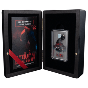 2023 Barbados 3 oz Silver THE BATMAN Defending Gotham Varnish Bar - Captain’s Chest Bullion