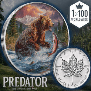 2023 Canada Maple Predator Grizzly Bear 1oz .9999 Silver Coin - Captain’s Chest Bullion
