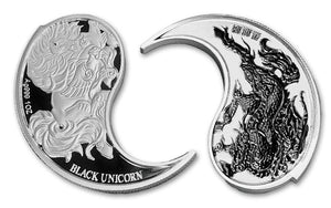 2023 China 1 - oz Silver Black Unicorn Split - Coin Proof - Captain’s Chest Bullion