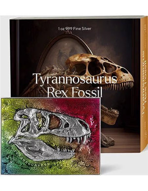 2023 Color Tyrannosaurus Rex Fossil .999 Silver Coin with Copper Core (Heavy) - Captain’s Chest Bullion