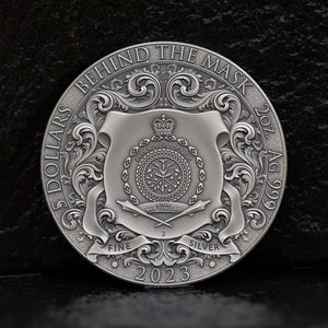 2023 T&S Behind the Mask 2oz Antiqued & Gold Gilt Pure Silver Coin - Captain’s Chest Bullion