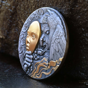 2023 T&S Behind the Mask 2oz Antiqued & Gold Gilt Pure Silver Coin - Captain’s Chest Bullion