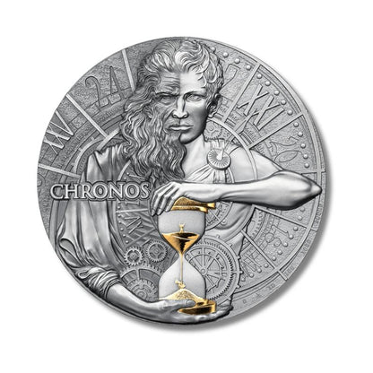 2023 Cameroon Dual Essence Chronos 2oz Silver Antiqued Coin