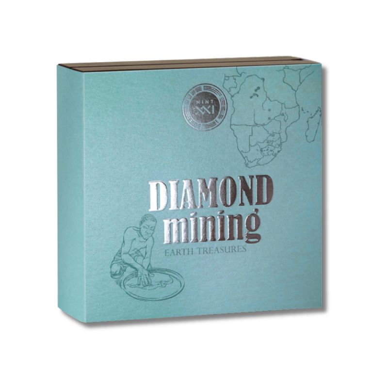 2023 Cameroon Earth Treasures Diamond Mining 50g Silver Antiqued Coin