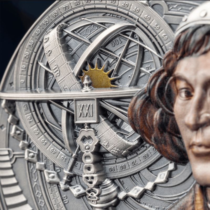 2023 Cameroon Futurists of the Past Nicolaus Copernicus 2oz Silver Antiqued Gilded Coin