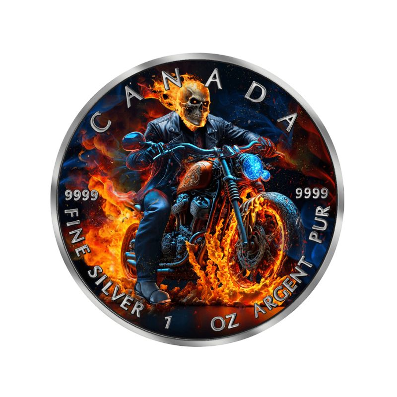 2023 Canada Maple Dark Riders Burning Rider 1oz Silver Colorized Coin