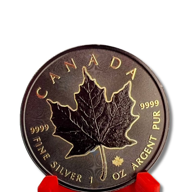 2023 Canada $5 Maple Leaf "Maple in Mourning" 1 oz Silver Coin with a design reflecting mourning and remembrance.