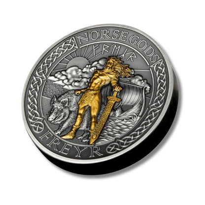 2023 Cook Islands Norse Gods Freyr 2oz Silver Antiqued Coin