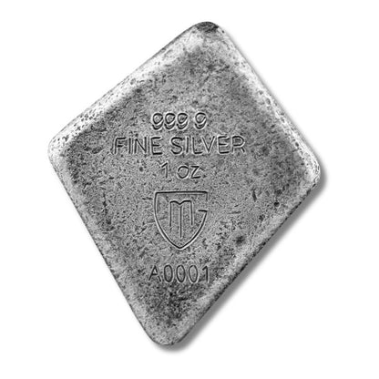 2023 Germania Runes Dagaz 1oz Silver Ennobled Cast Bar with antiqued finish and UV effect.