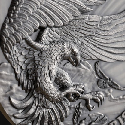 2023 Ghana Life Quotes Eagle and Raven 2oz Silver Antiqued Coin