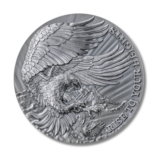 2023 Ghana Life Quotes Eagle and Raven 2oz Silver Antiqued Coin