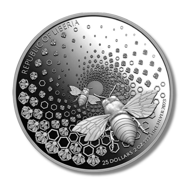 2023 Liberia Entoma Bee 2oz Silver Ultra High Relief Dark Proof Coin