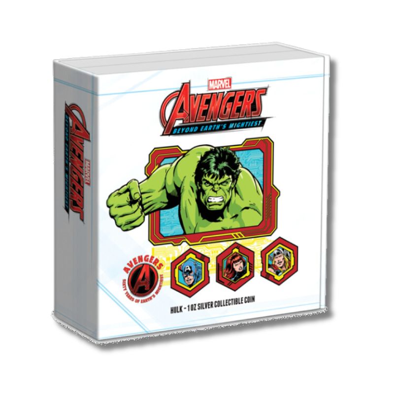 2023 Marvel Avengers 60th Anniversary Full Set - 7x 1 oz .999 Silver Coins with custom box.