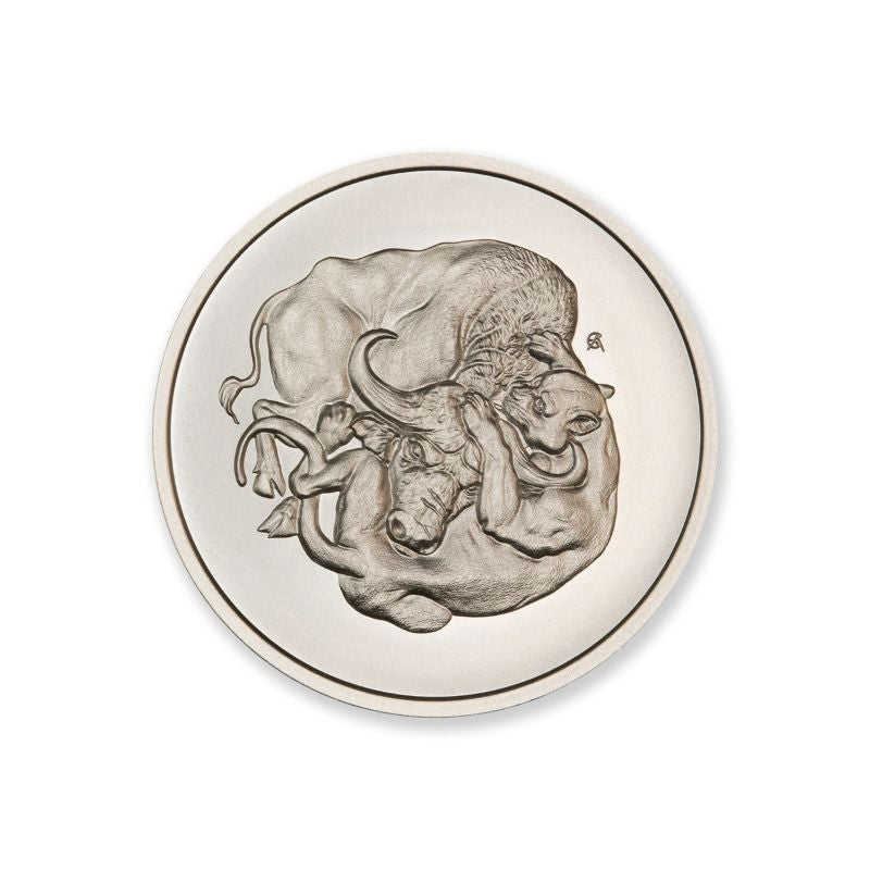 2023 Mint Club® No3 2 Troy Ounce 39mm In Coinsafe Capsule Artist Original Lioness and Buffalo