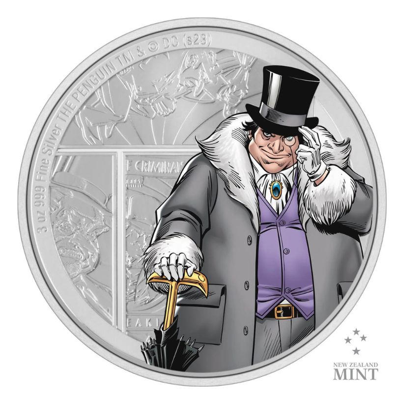 2023 Niue DC Comics DC Villains Penguin 3oz Silver Colorized Proof Coin