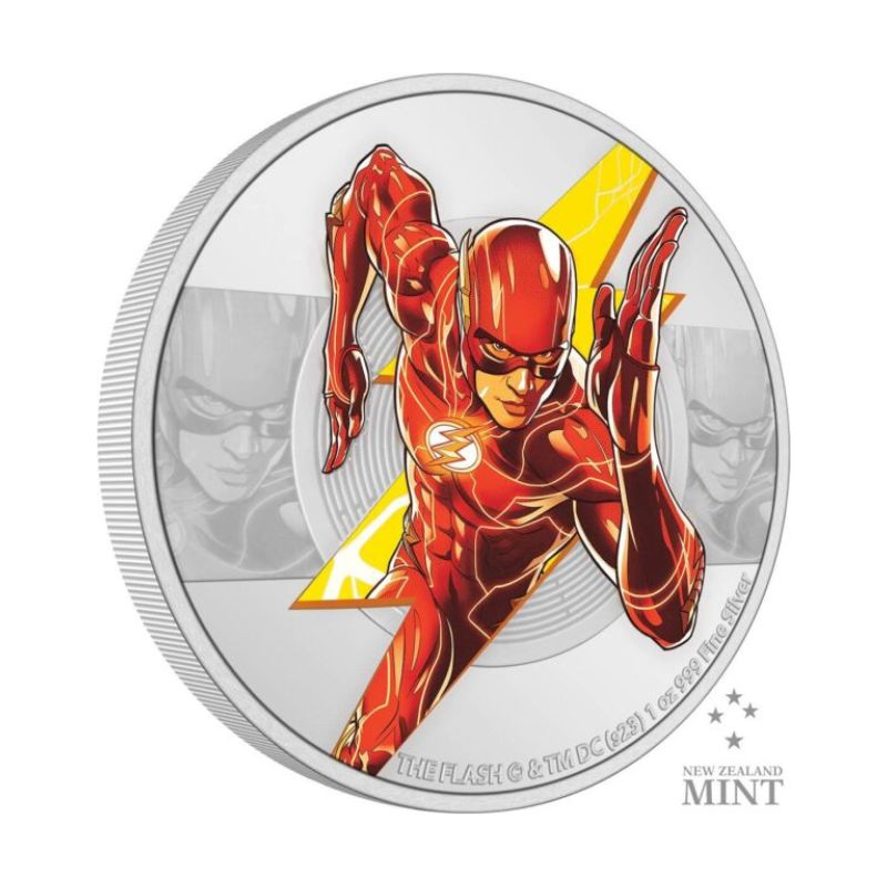 2023 Niue DC Comics The Flash 1oz Silver Colorized Proof Coin Certificate #1