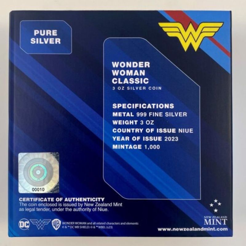 2023 Niue DC Comics Wonder Woman Classic 3oz Silver Proof Coin Certificate #10