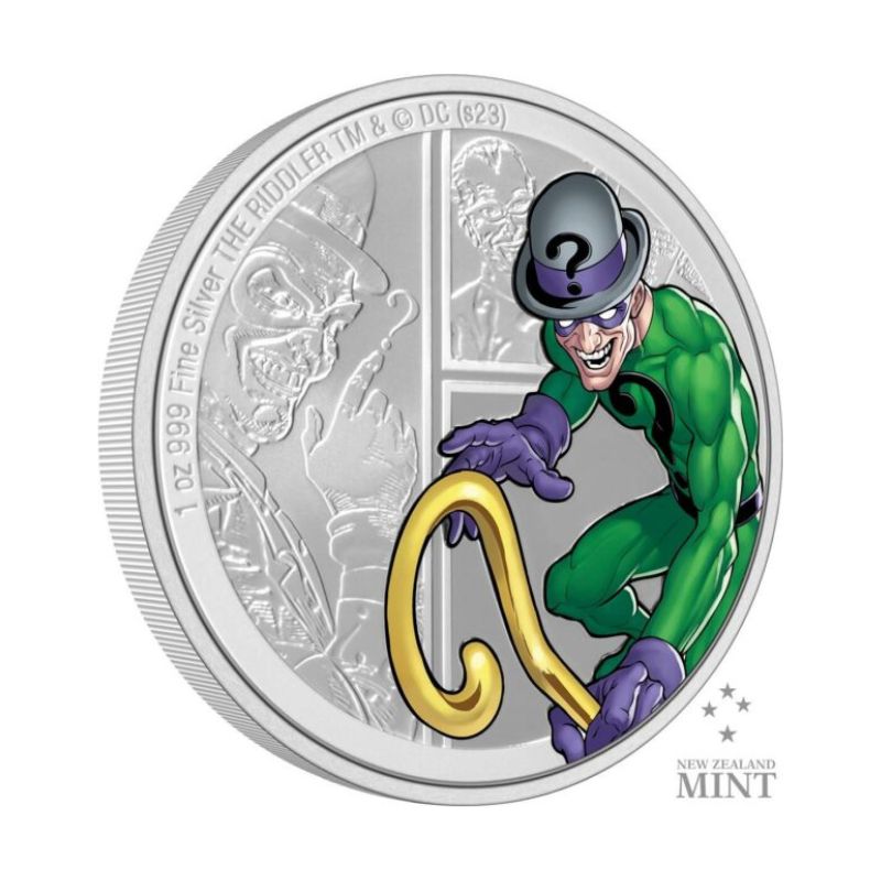 2023 Niue DC Villains The Riddler 1oz Silver Colorized Proof Coin