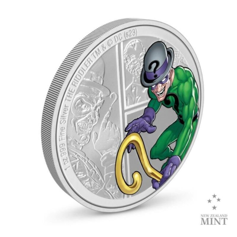 2023 Niue DC Villains The Riddler 1oz Silver Colorized Proof Coin