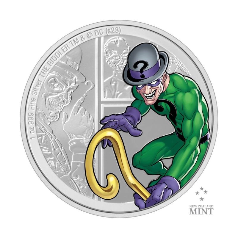 2023 Niue DC Villains The Riddler 1oz Silver Colorized Proof Coin