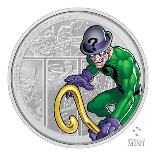 2023 Niue DC Villains The Riddler 3oz Silver Colorized Proof Coin