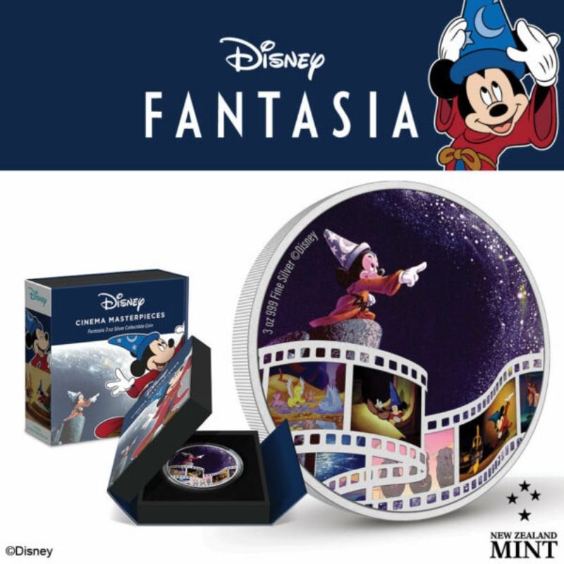 2023 Niue Disney Cinema Masterpieces Fantasia 3oz Silver Colorized Proof Coin