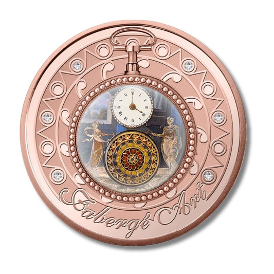 2023 Niue Faberge Art Pocket Watch 1oz Silver Proof Gilded Coin