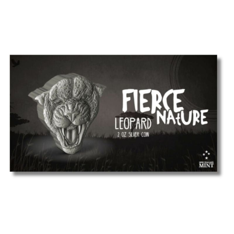 2023 Niue Fierce Nature Leopard 2oz Silver Antiqued Coin