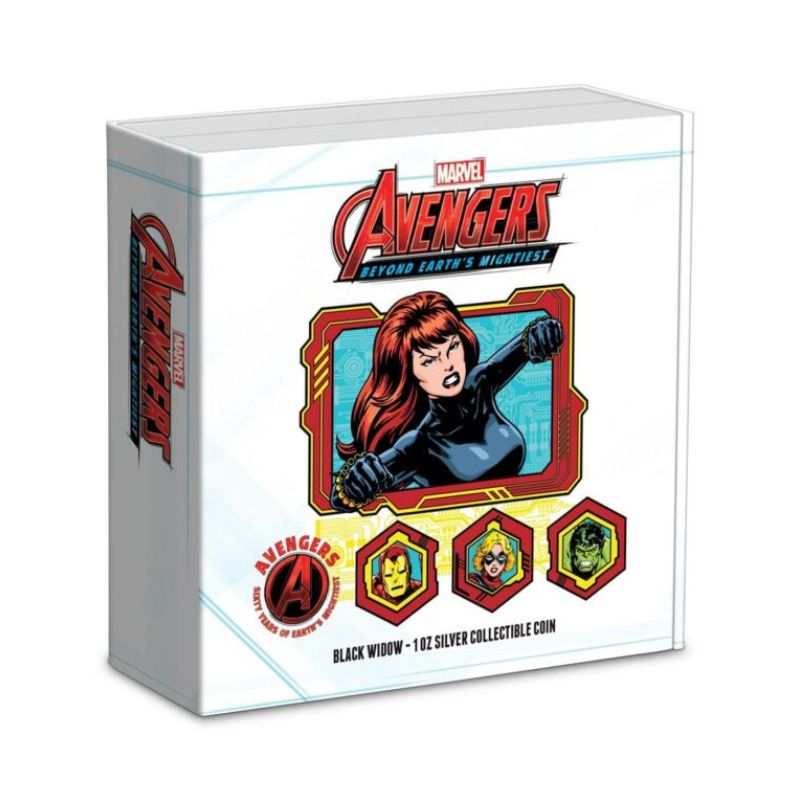  2023 Niue Marvel Avengers 60th Ann. Black Widow 1oz Silver Colorized Proof Coin