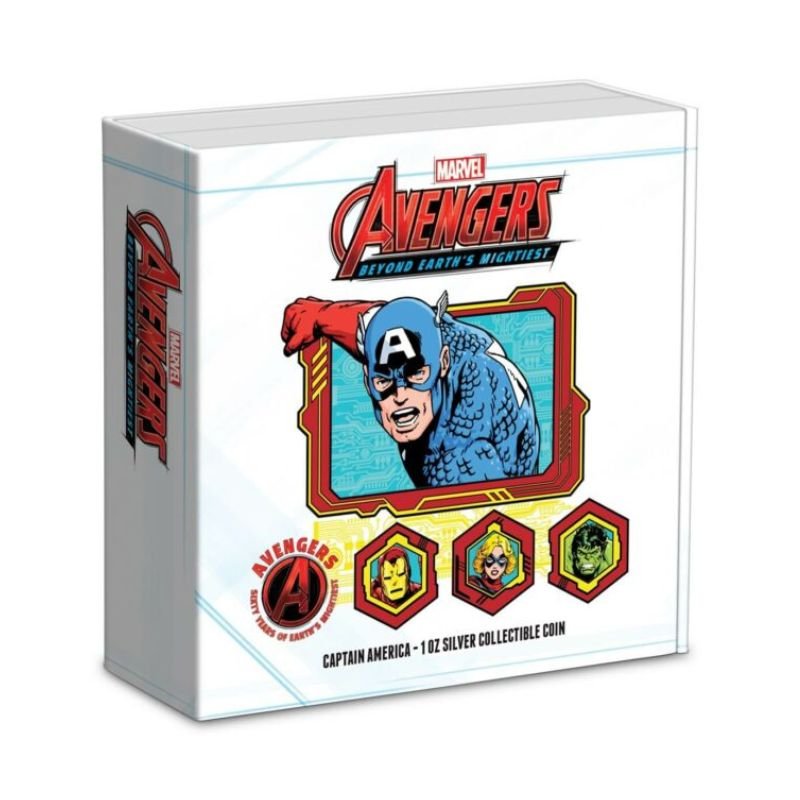 2023 Niue Marvel Avengers 60th Ann. Captain America 1oz Silver Colorized Proof Coin