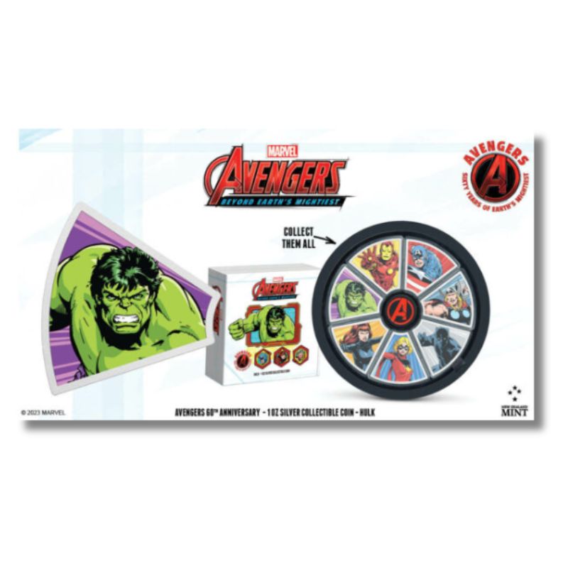 2023 Niue Marvel Avengers 60th Ann. Hulk 1oz Silver Proof Coin