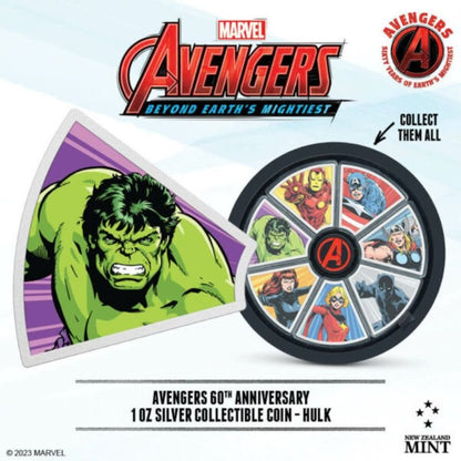 2023 Niue Marvel Avengers 60th Ann. Hulk 1oz Silver Proof Coin