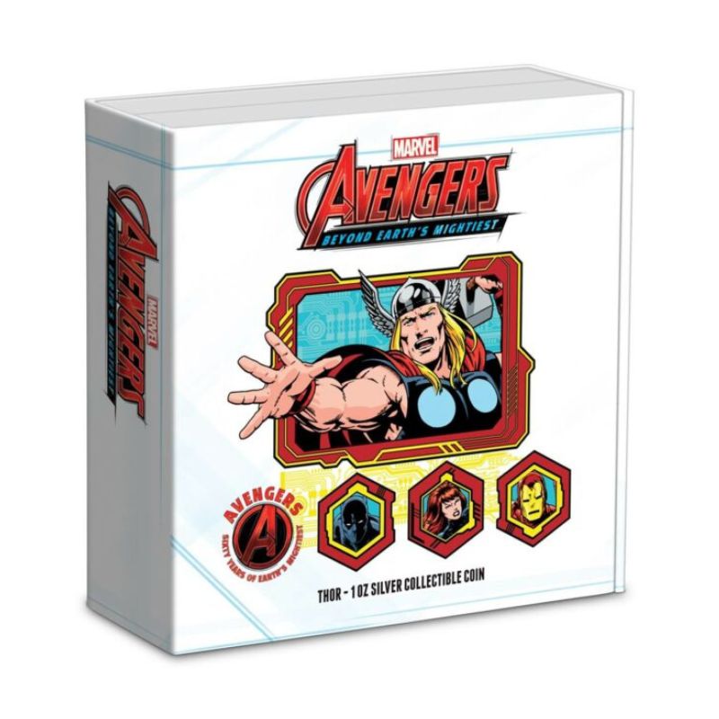 2023 Niue Marvel Avengers 60th Ann. Thor 1oz Silver Colorized Proof Coin