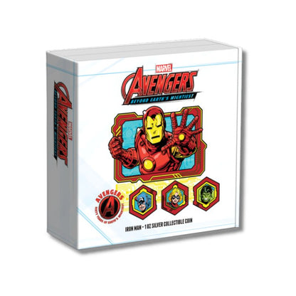 2023 Niue Marvel Avengers 60th Ann Iron Man 1oz Silver Proof Coin