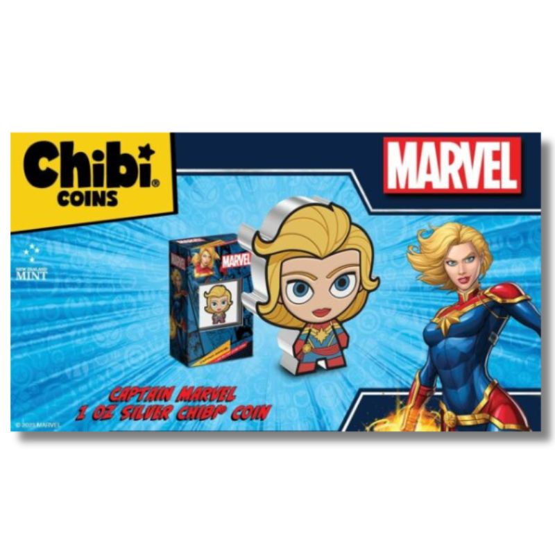 2023 Niue Marvel Captain Marvel 1oz Silver Chibi Colorized Proof Coin