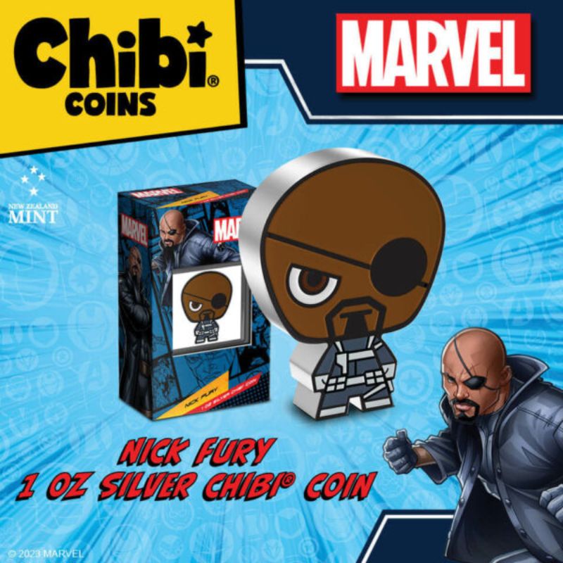 2023 Niue Marvel Nick Fury 1oz Silver Colorized Proof Chibi Coin