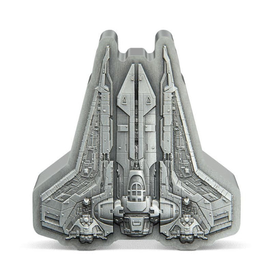 2023 Niue Star Wars Mandalorian Bo-Katan’s Gauntlet Starfighter 3oz Silver Antiqued Shaped Coin