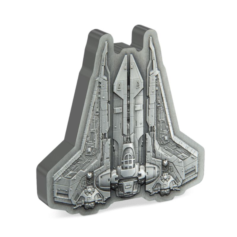 2023 Niue Star Wars Mandalorian Bo-Katan’s Gauntlet Starfighter 3oz Silver Antiqued Shaped Coin