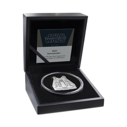 2023 Niue Star Wars Mandalorian Vehicle Snowspeeder 3oz Silver Antiqued Shaped Coin