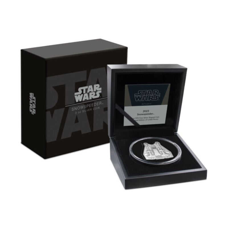 2023 Niue Star Wars Mandalorian Vehicle Snowspeeder 3oz Silver Antiqued Shaped Coin