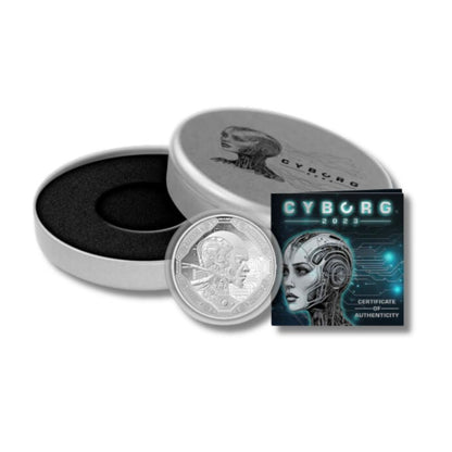 2023 Samoa AI Cyborg 1oz Silver Proof-like Coin in protective capsule with Certificate of Authenticity