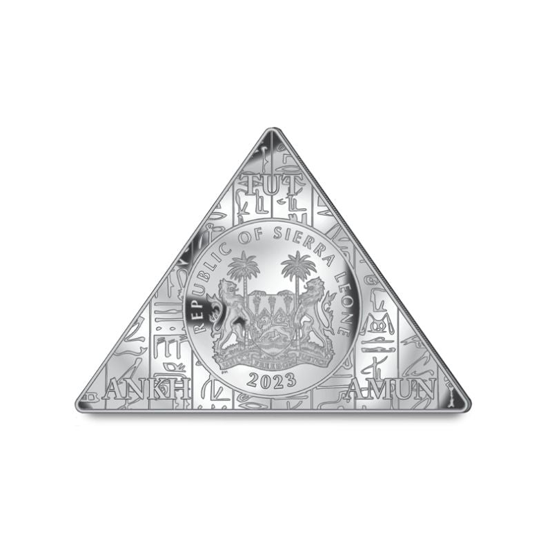 2023 Sierra Leone Tutankhamun’s Death Mask Pyramid Shaped 1oz Silver Coin