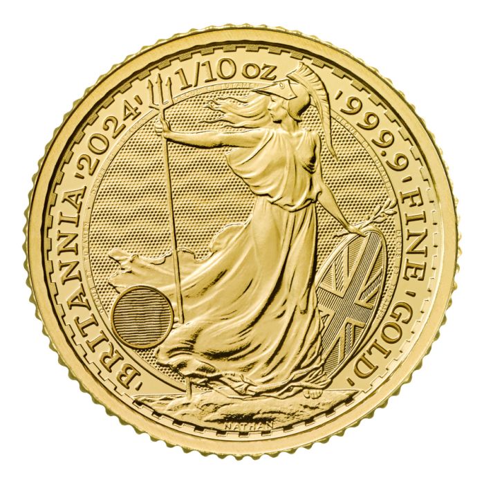 2024 1/10 oz Great Britain Britannia .9999 Gold BU Coin Captain’s Chest Bullion