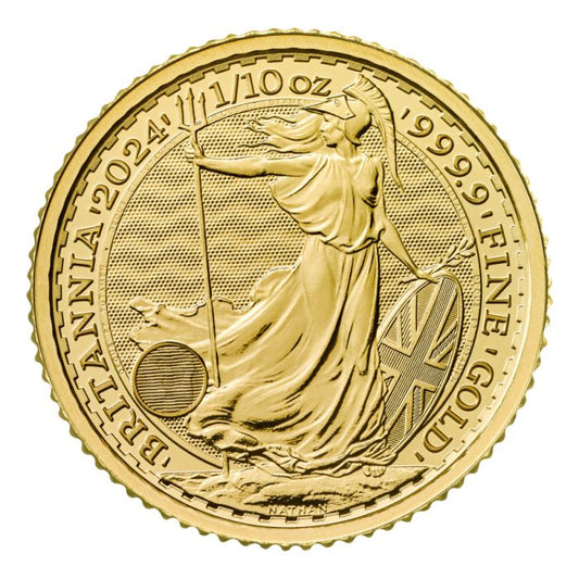 2024 1/10 oz Great Britain Britannia .9999 Gold BU Coin Captain’s Chest Bullion